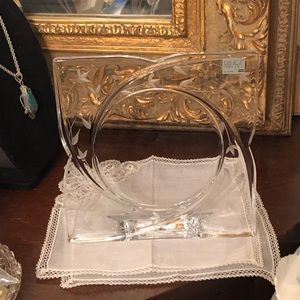 NEW Mikasa Etched Crystal Picture Frame 8” Square Floral Minimalist Vintage MOD